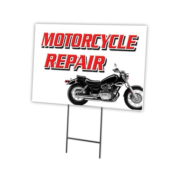 Signmission Motorcycle Repair Yard Sign & Stake outdoor plastic coroplast window, C-1824 Motorcycle Repair C-1824 Motorcycle Repair - main